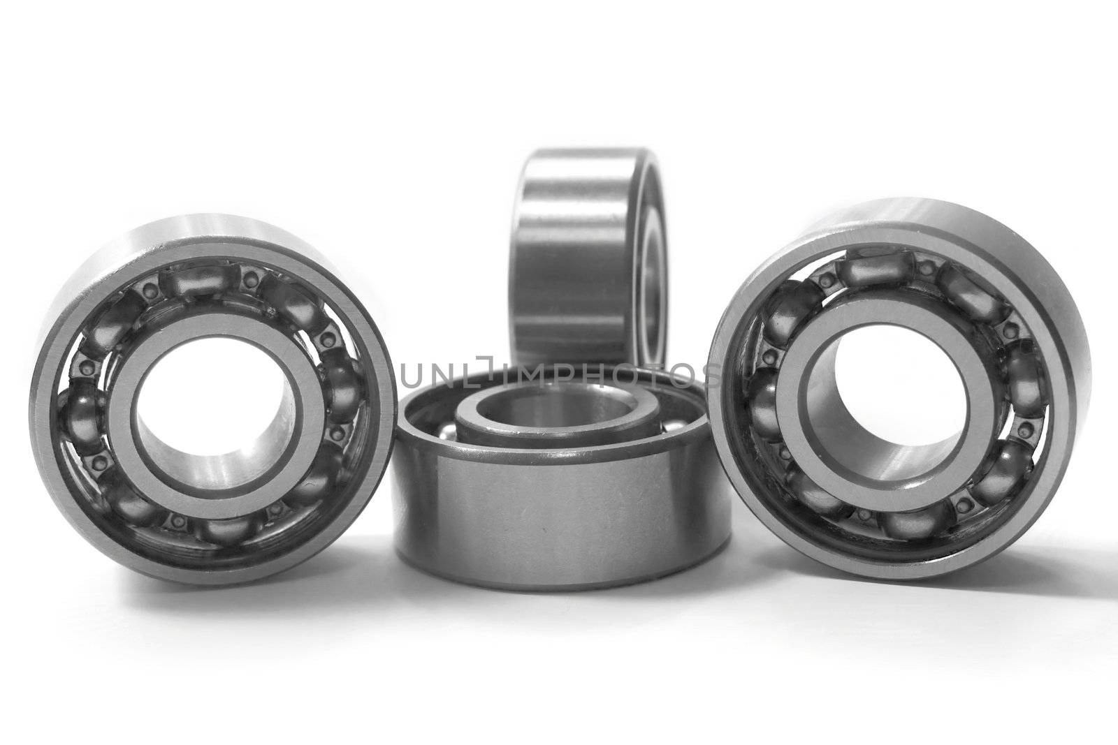 Four bearings. The photo is made by close up  on a white background.