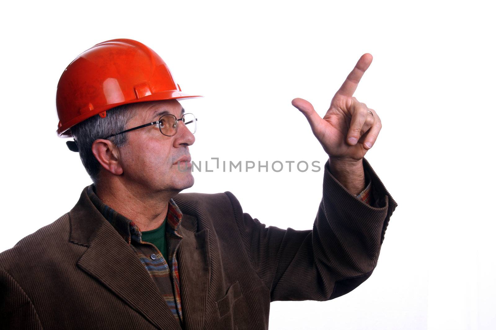 mature woman architect over white background