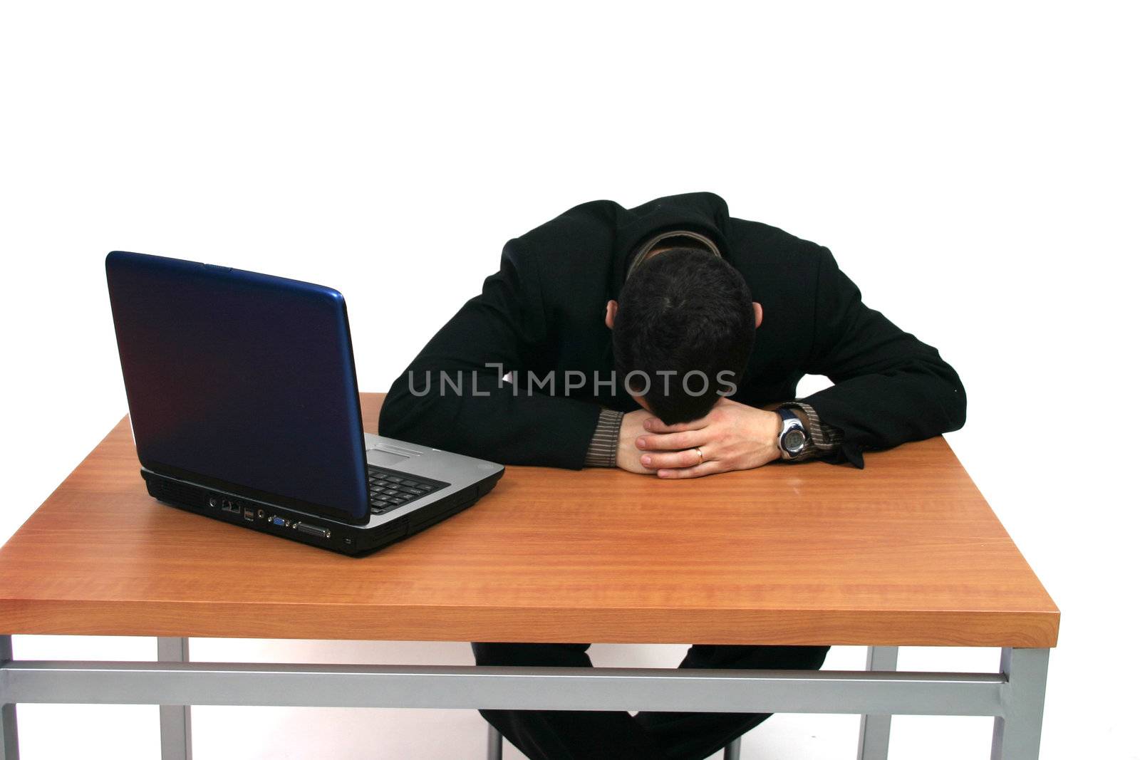 businessman over white studio background