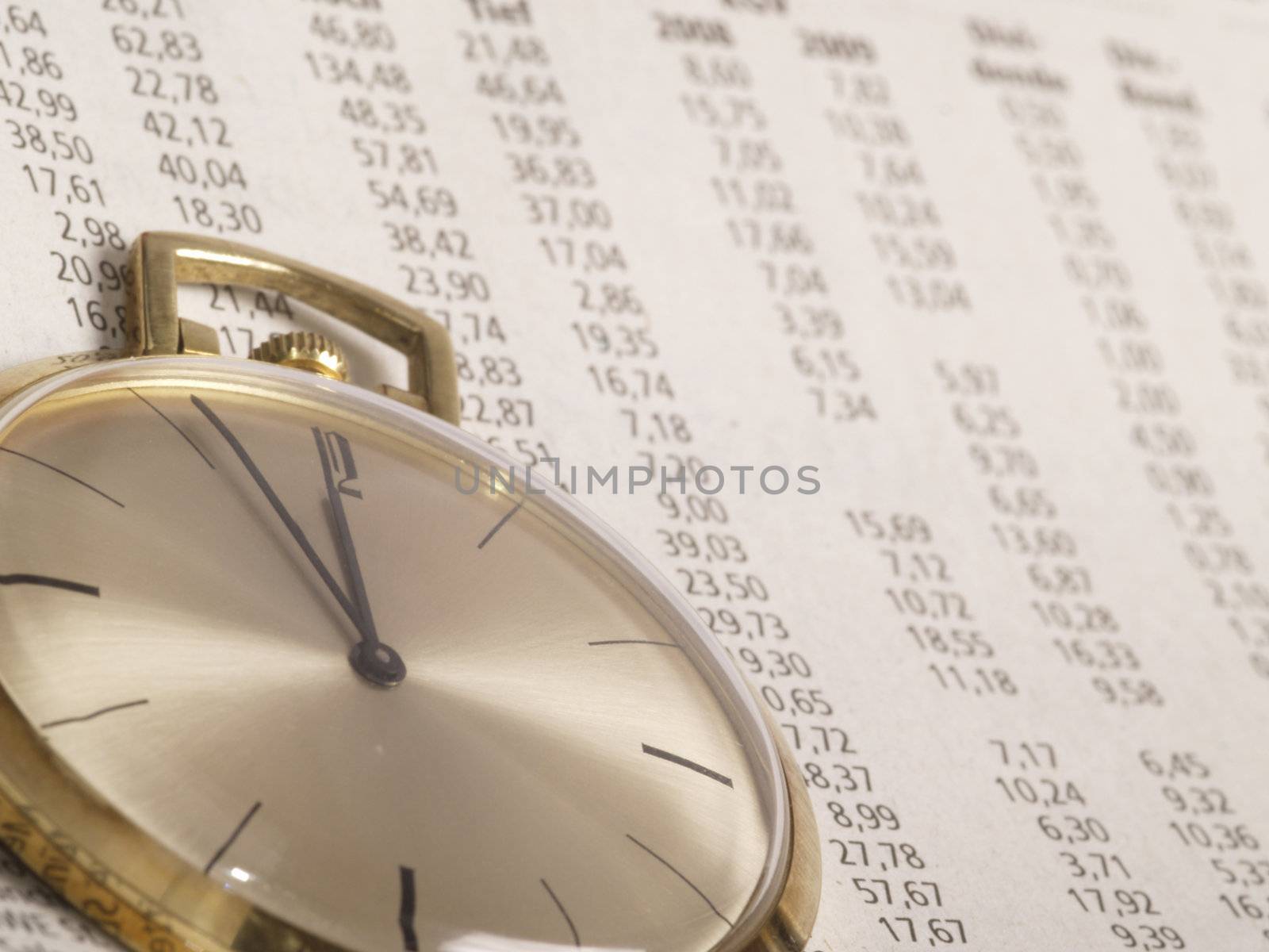 pocket watch over stock chart numbers