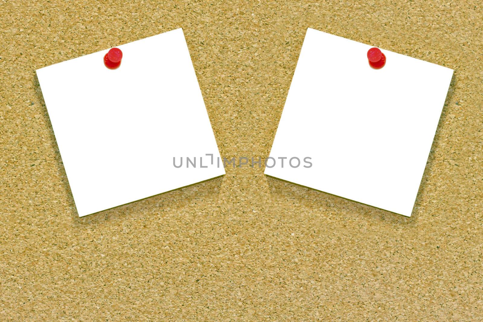 Two white notes on a cork noticeboard by Jaykayl