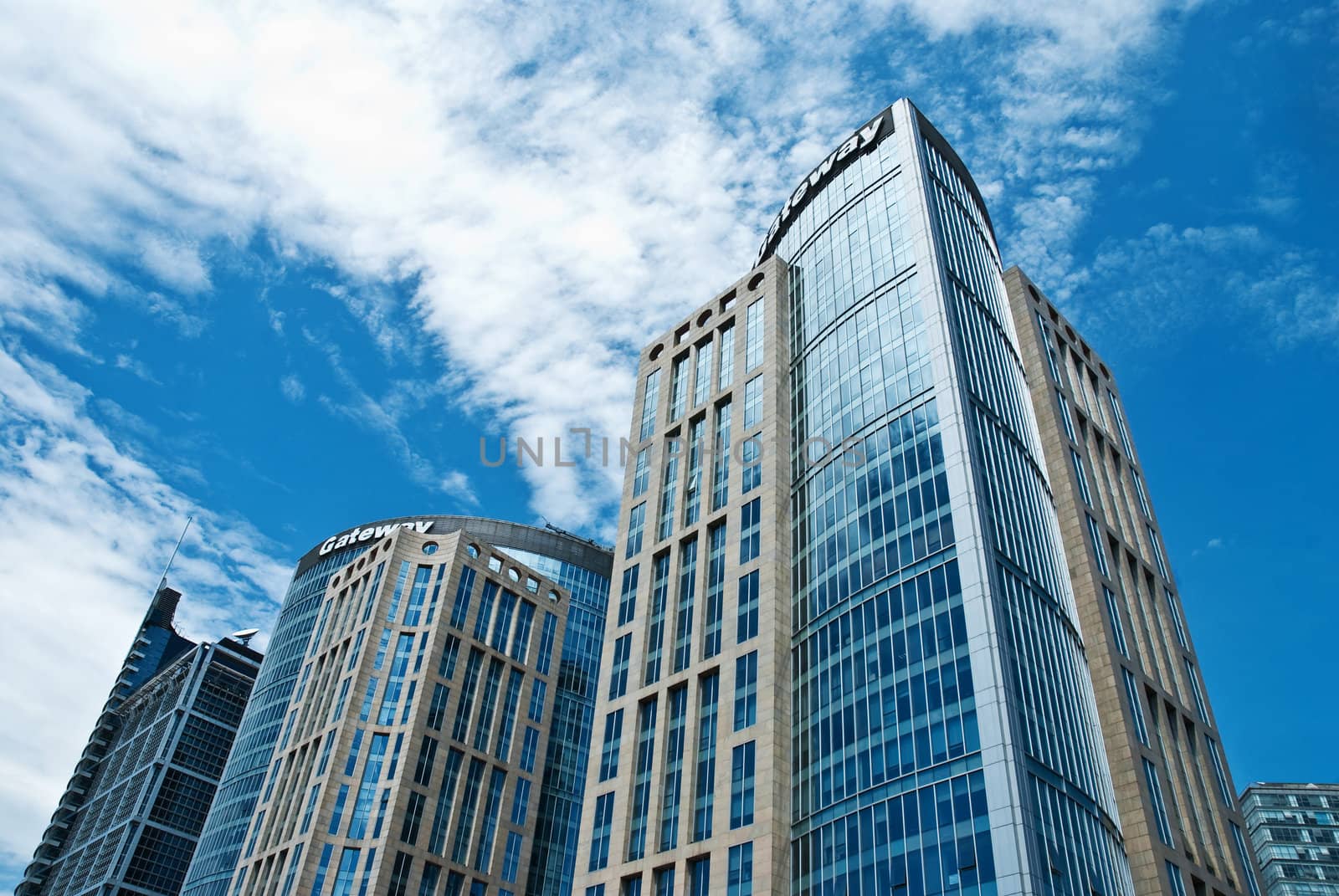 City business district under the sky