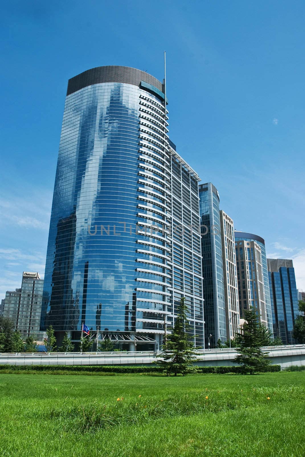 City business buildings under the sky