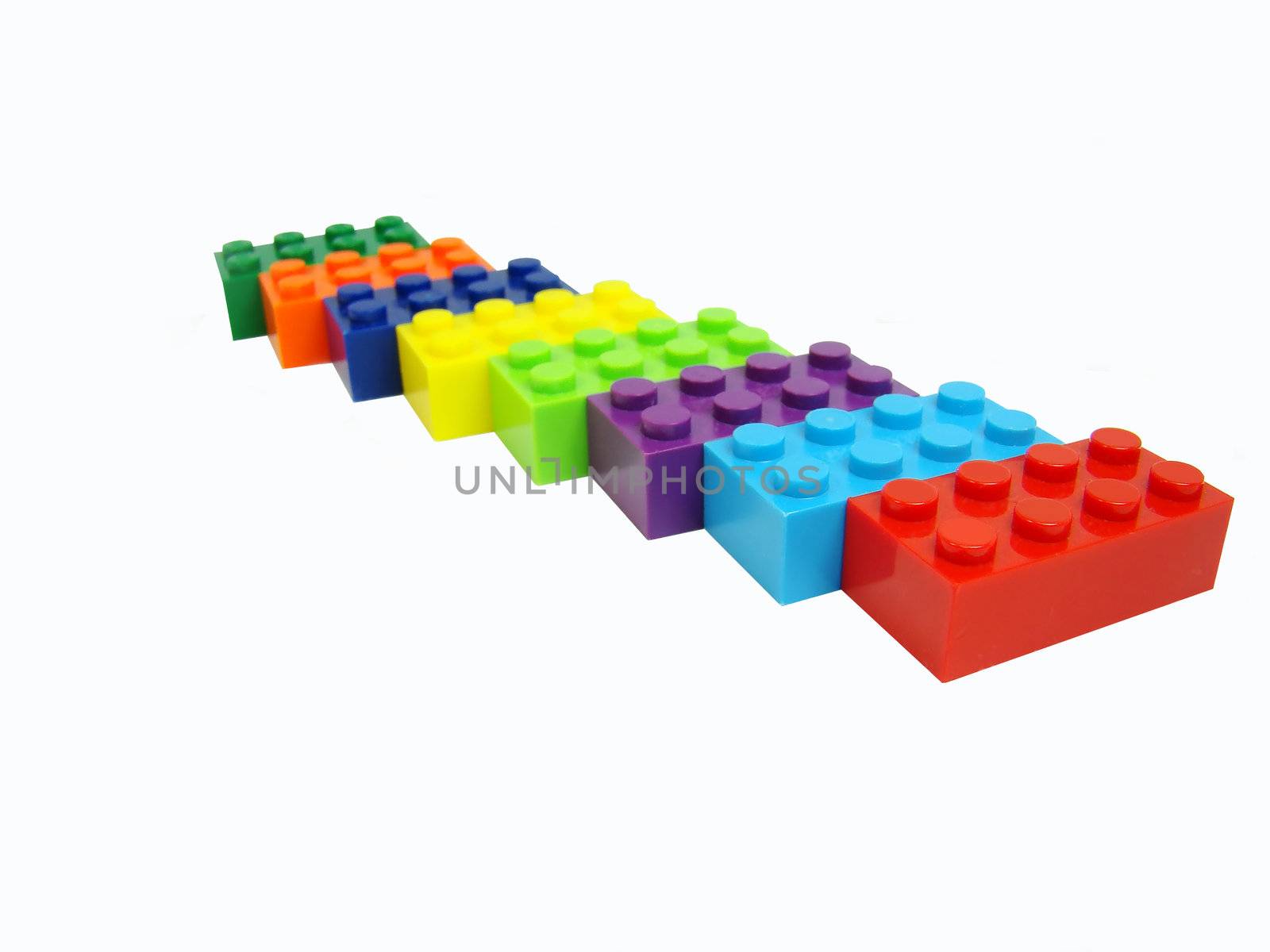 Colorful display of building blocks , entertainment for children.