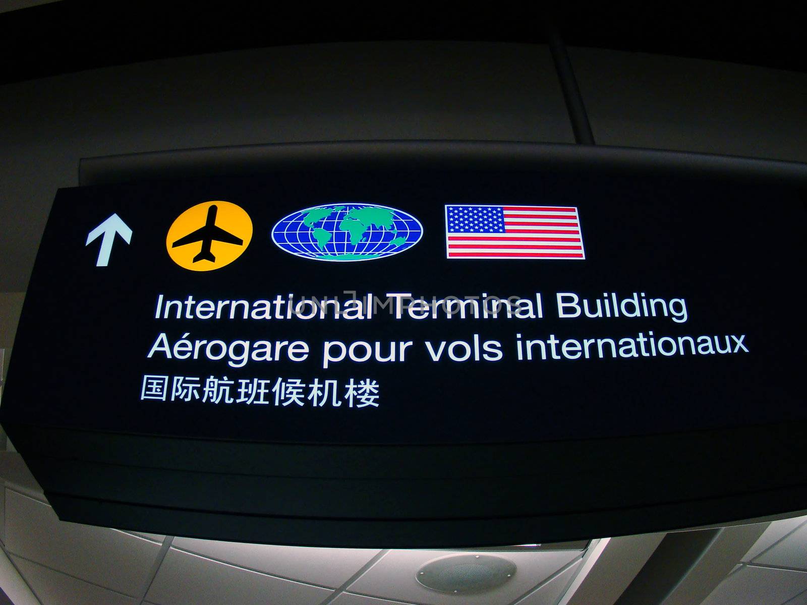 International Terminal Building sign at Canadian airport. 