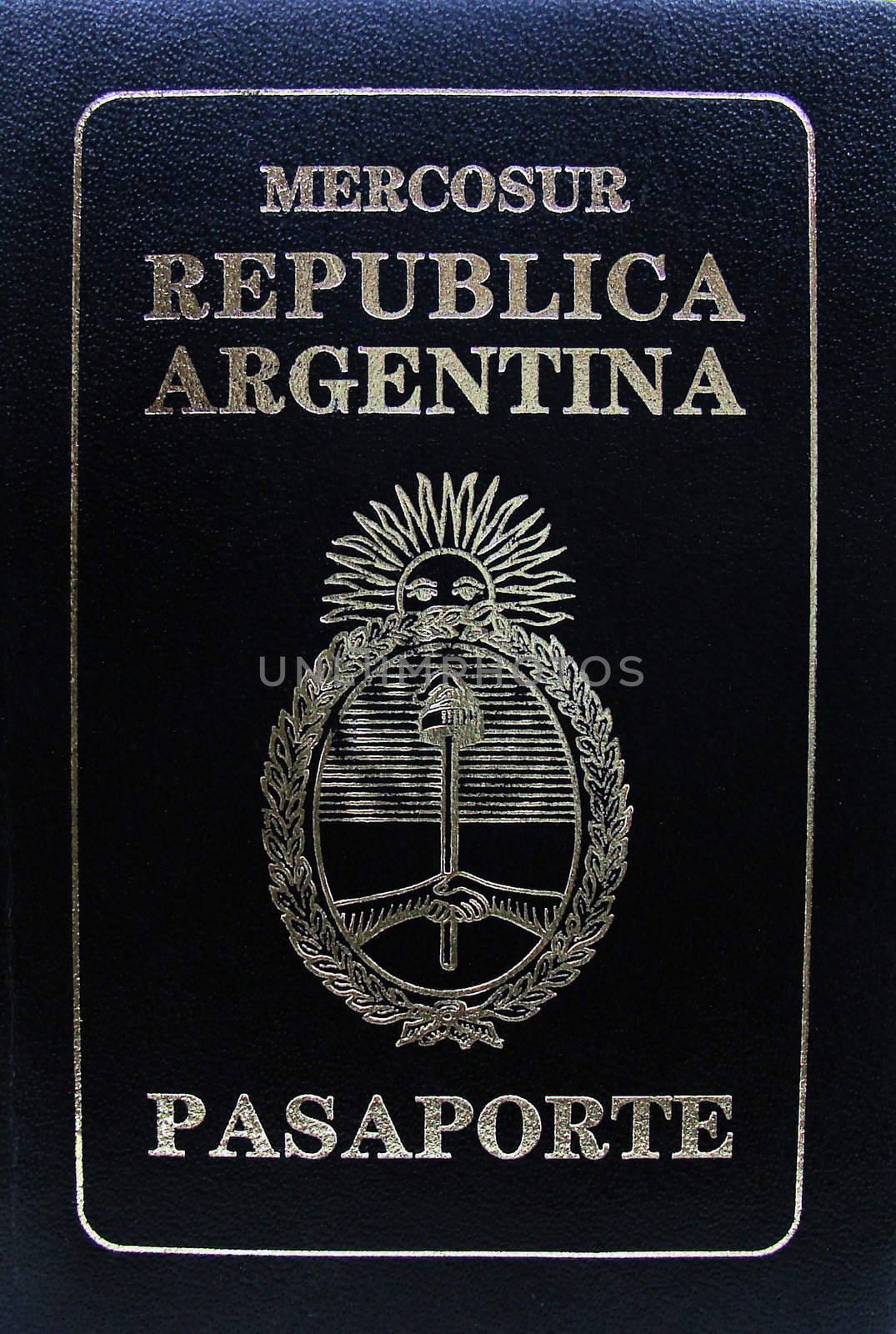 Photo of an Argentinian passport, close up of cover page.