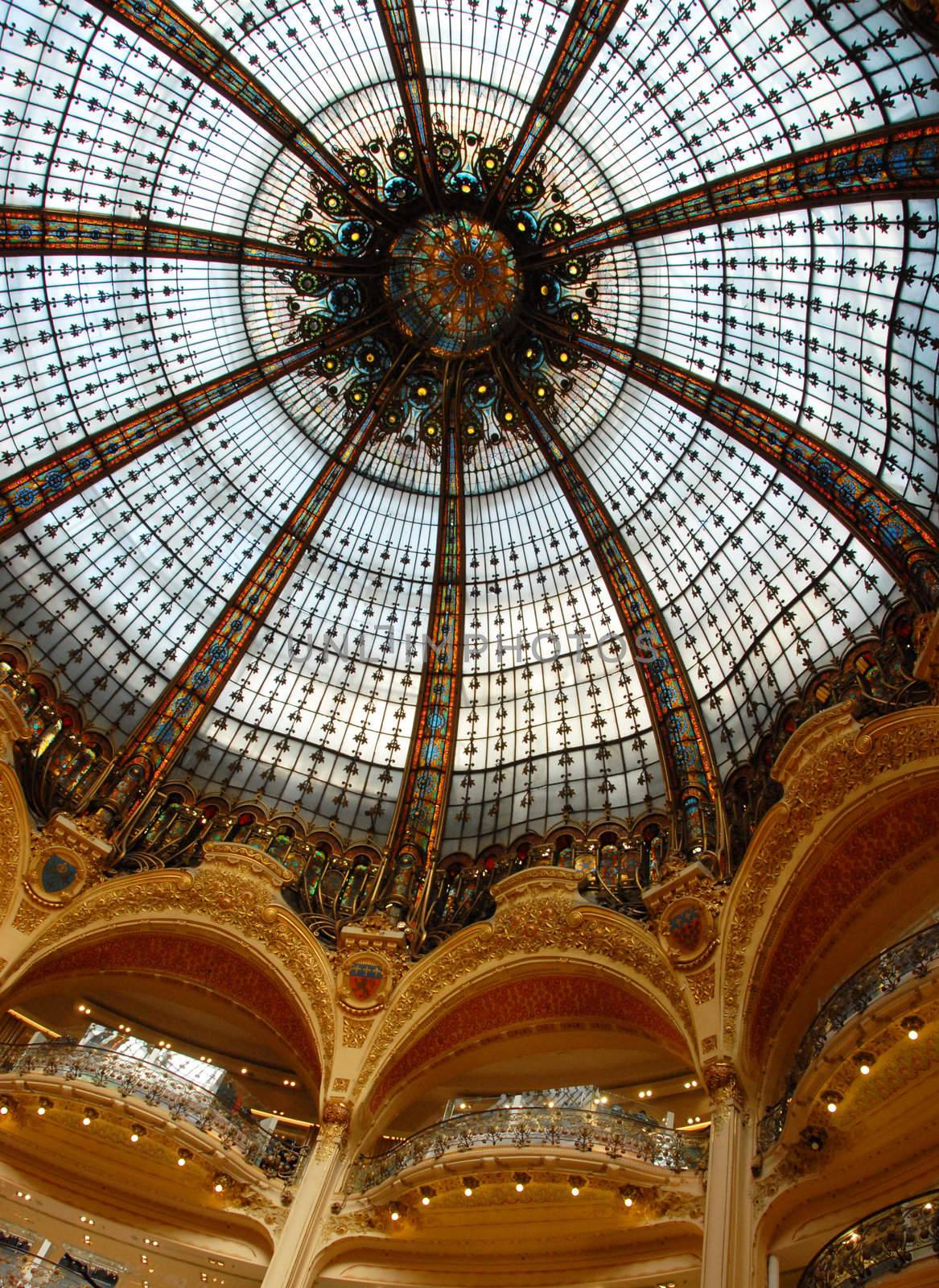 Galleries Lafayette dome,  in the center of Paris, France 