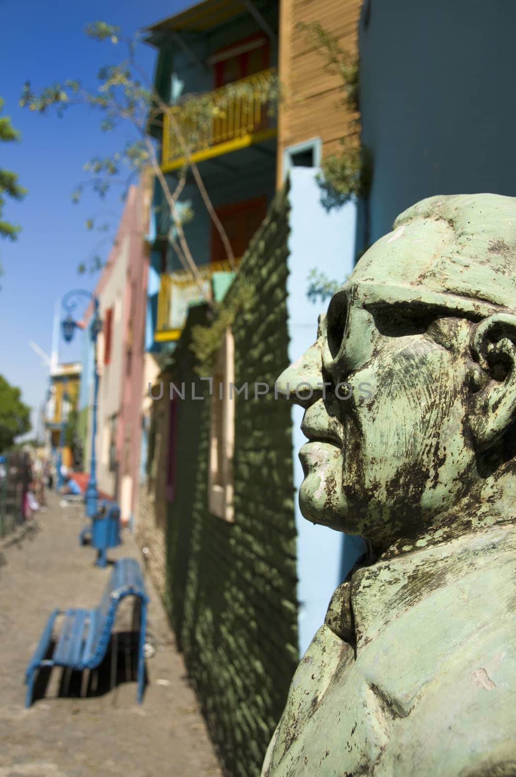 Focus on sculpture in El Caminito in La Boca, Argentina. (shallow depth of field) 