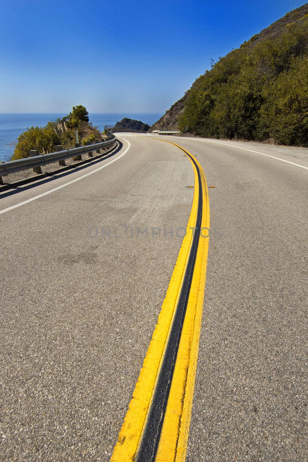 Pacific Coast Highway - Highway 1, California. The coastal highway between Los Angeles and San Francisco. 