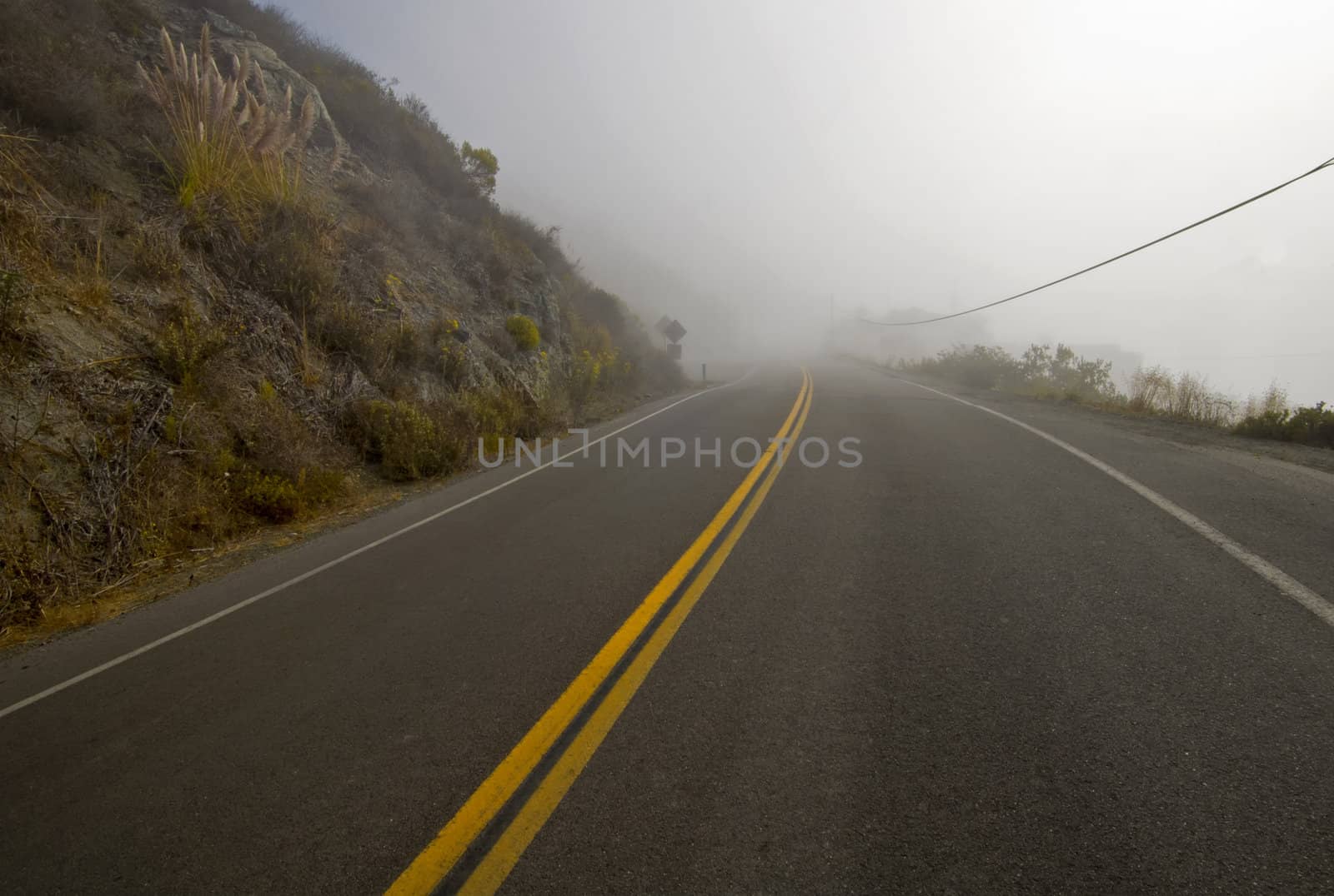 Misty Pacific Coast Highway - Highway 1, California. The coastal highway between Los Angeles and San Francisco. 