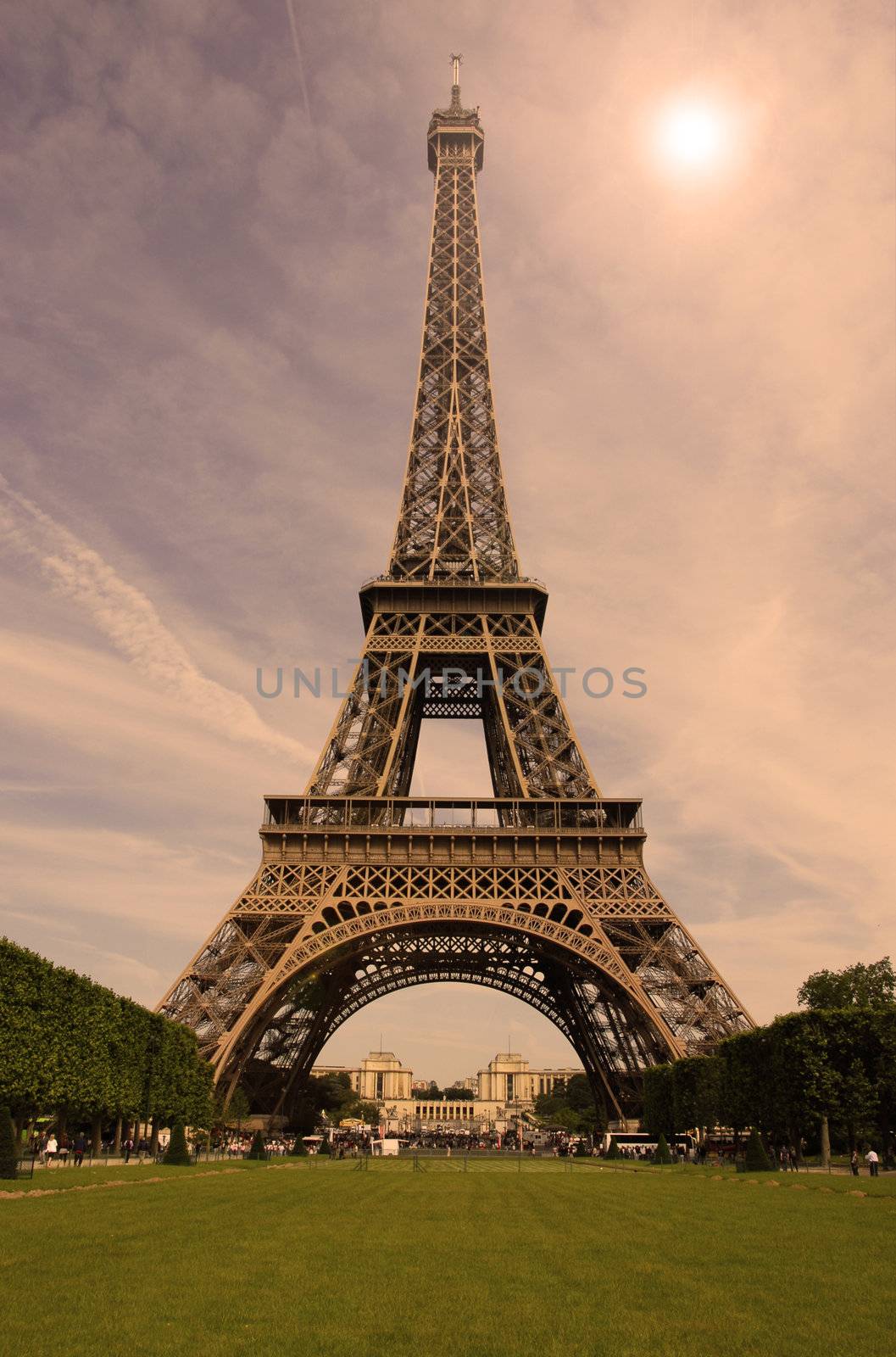 eiffel tower in the evening sunshine, Paris, France