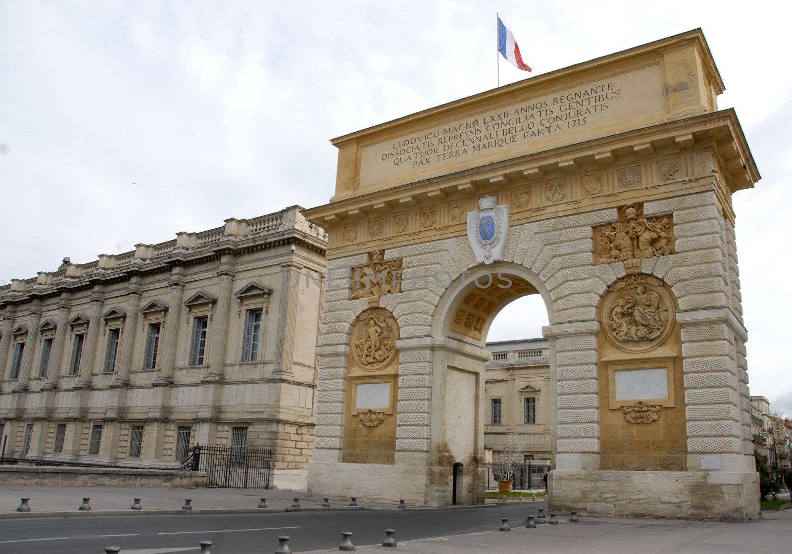 Arc de Triomphe, Montpellier, Languedoc Roussillon, France. Built in 1692 by Charles-Augustin Daviler to the glory of Louis XIV 