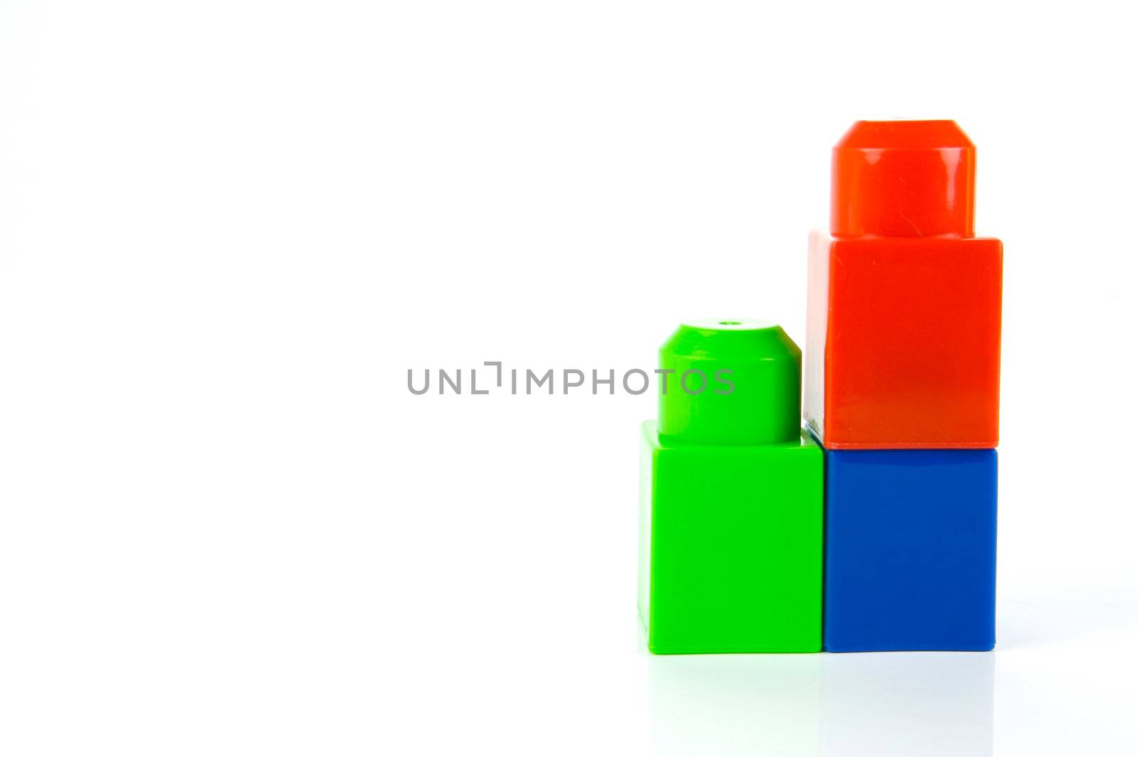 Toy building blocks isolated against a white background