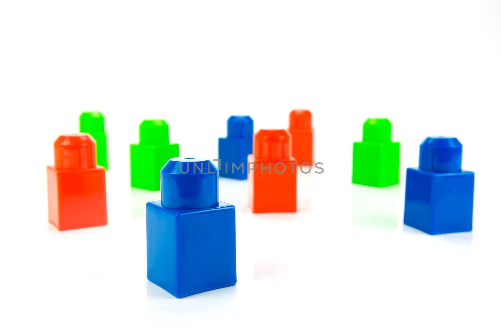 Building blocks isolated against a white background