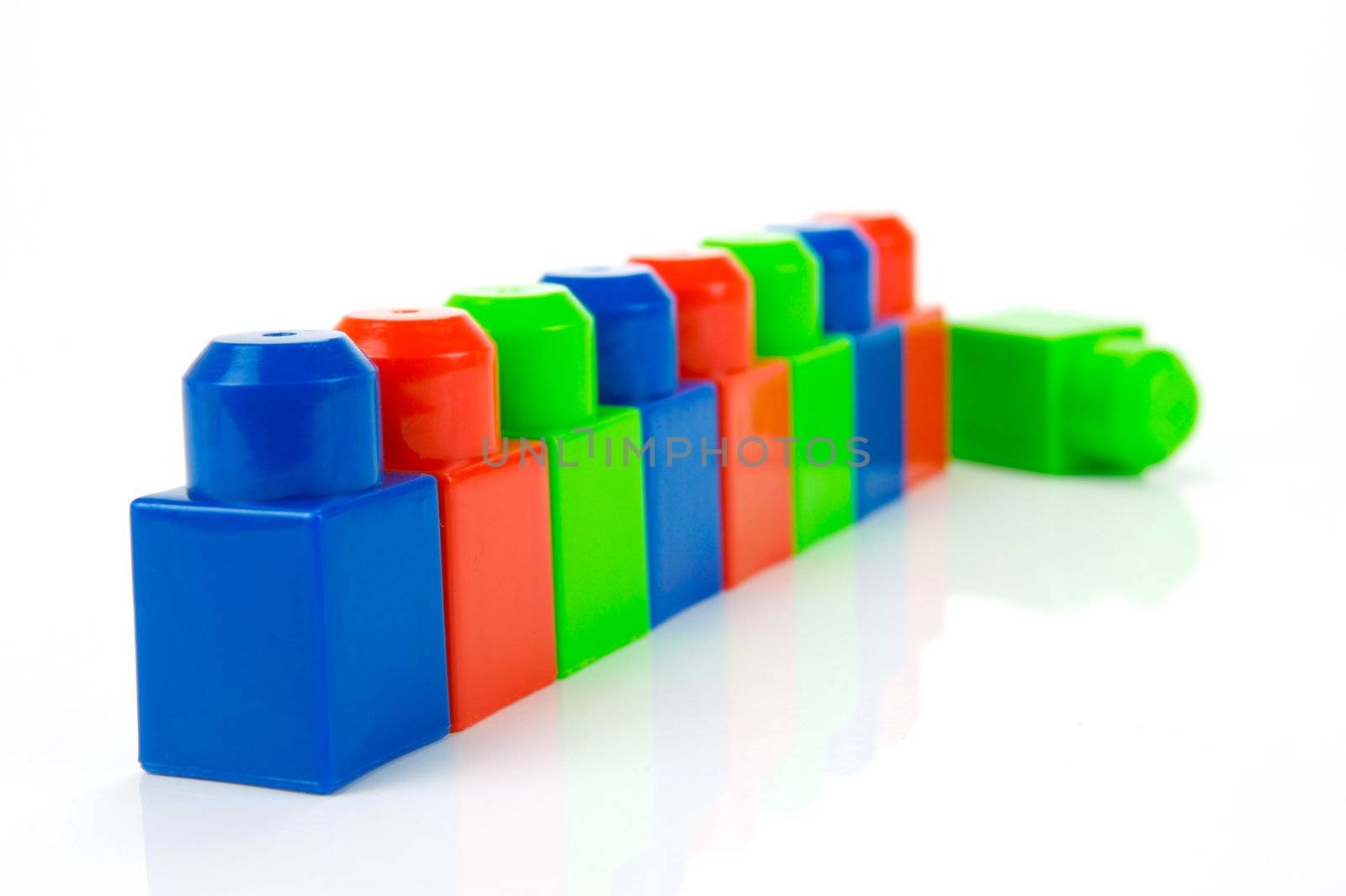 Building blocks isolated against a white background