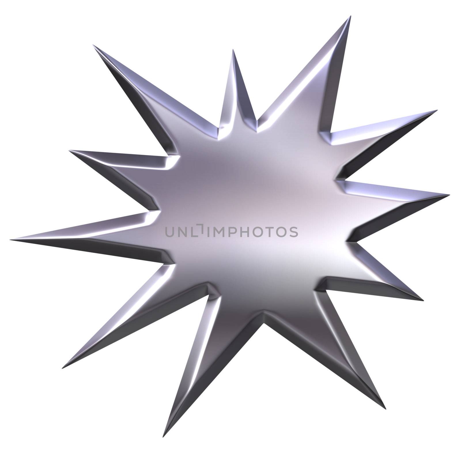 3d silver starburst isolated in white
