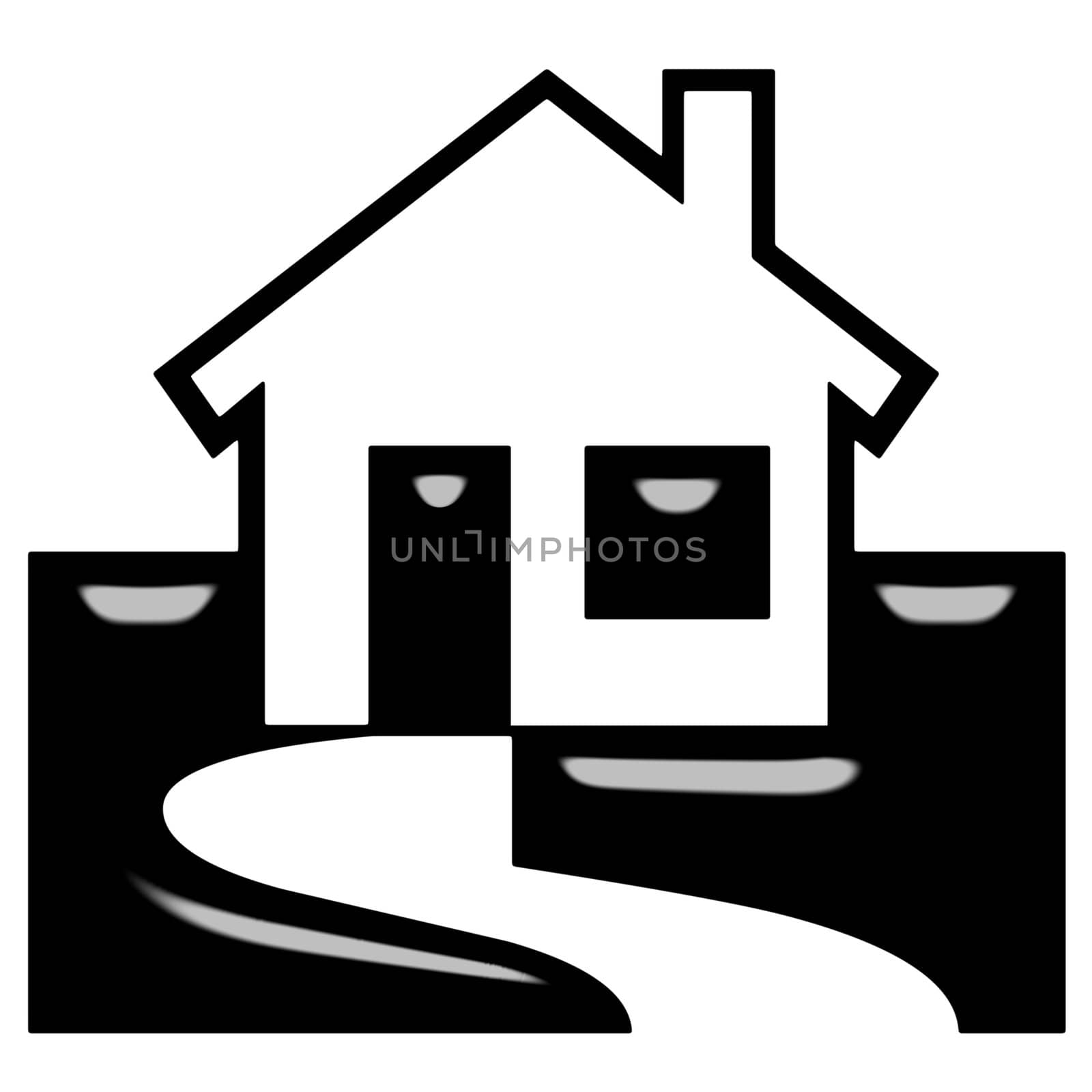 3d house silhouette isolated in white