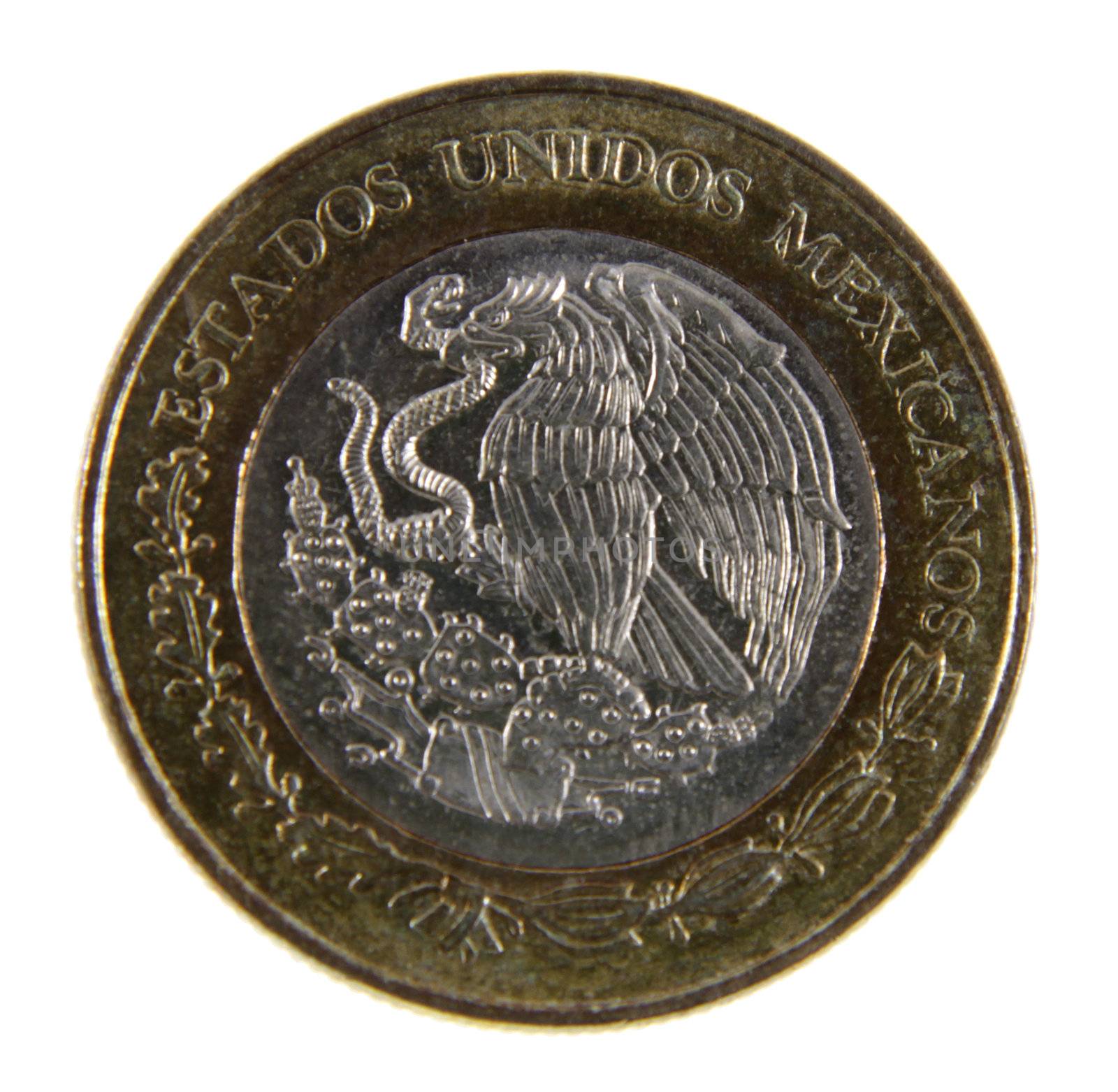 A close-up shot of a Mexican peso.