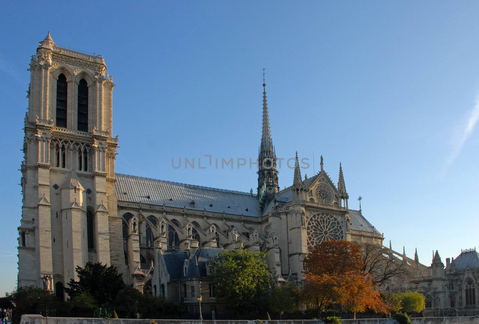 Notre Dame de Paris, in autumn light, one of the most visited landmarks in Paris