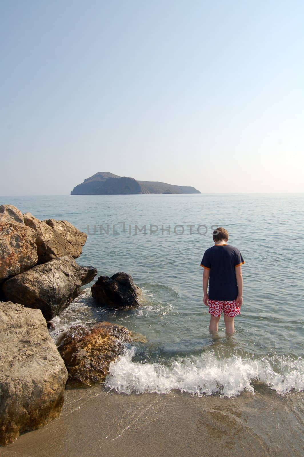 wading in the ocean