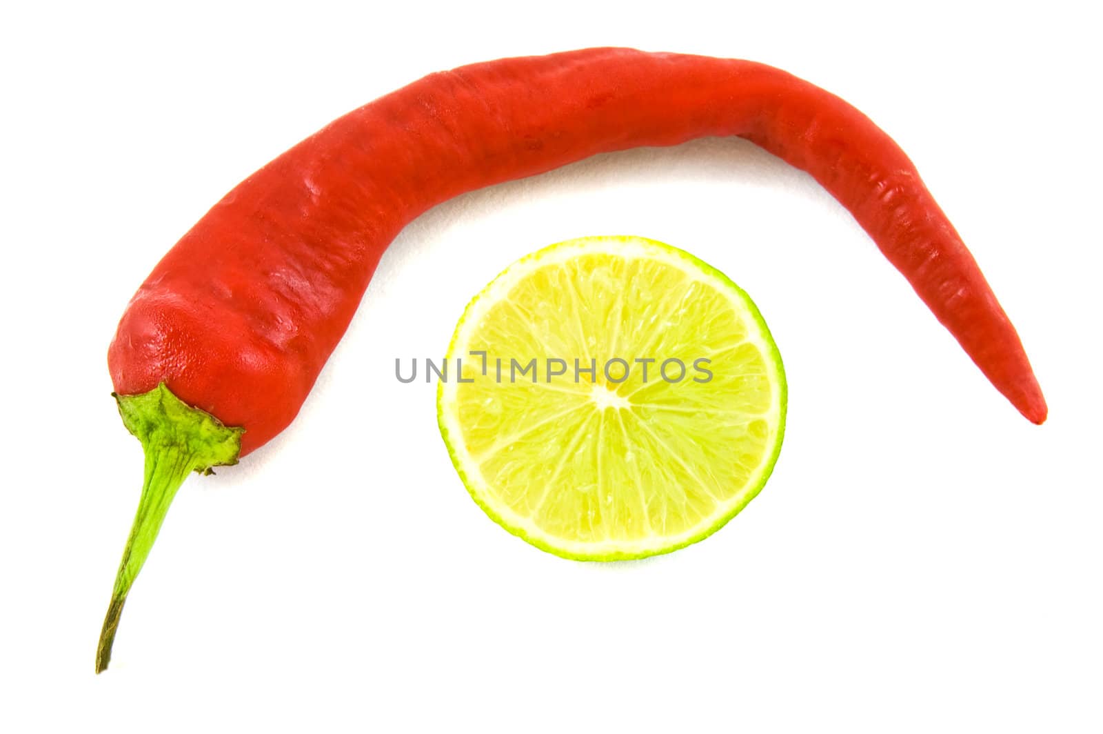 cayenne and lime on white bacground