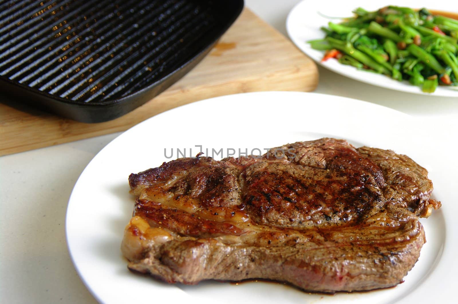 Freshly Grilled Eye Fillet Steak. Studio shot with diffuse, oblique lighting.