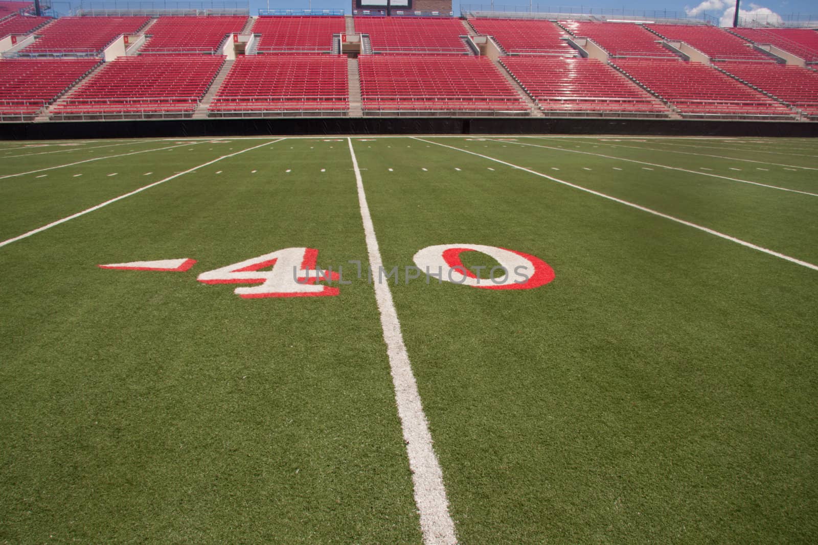 Empty football stadium 40 yard line by GunterNezhoda