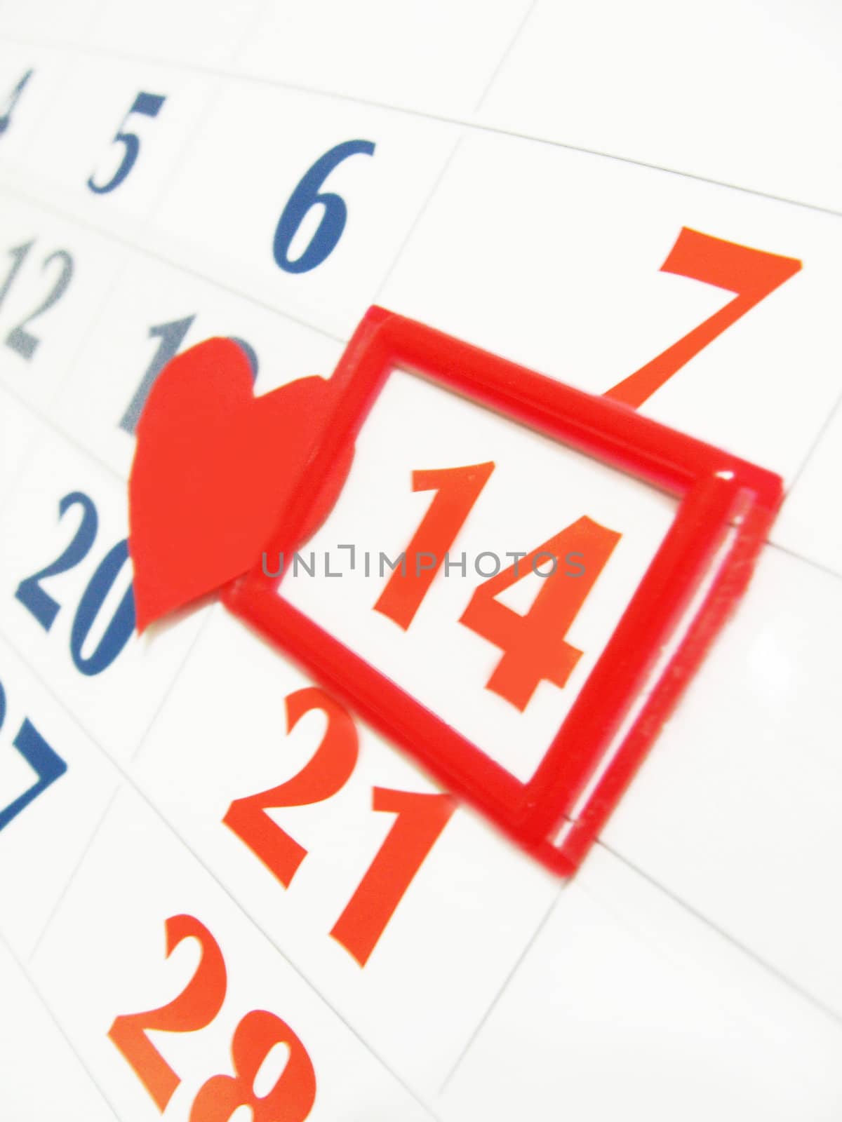 fourteen marked in calendar with red heart
