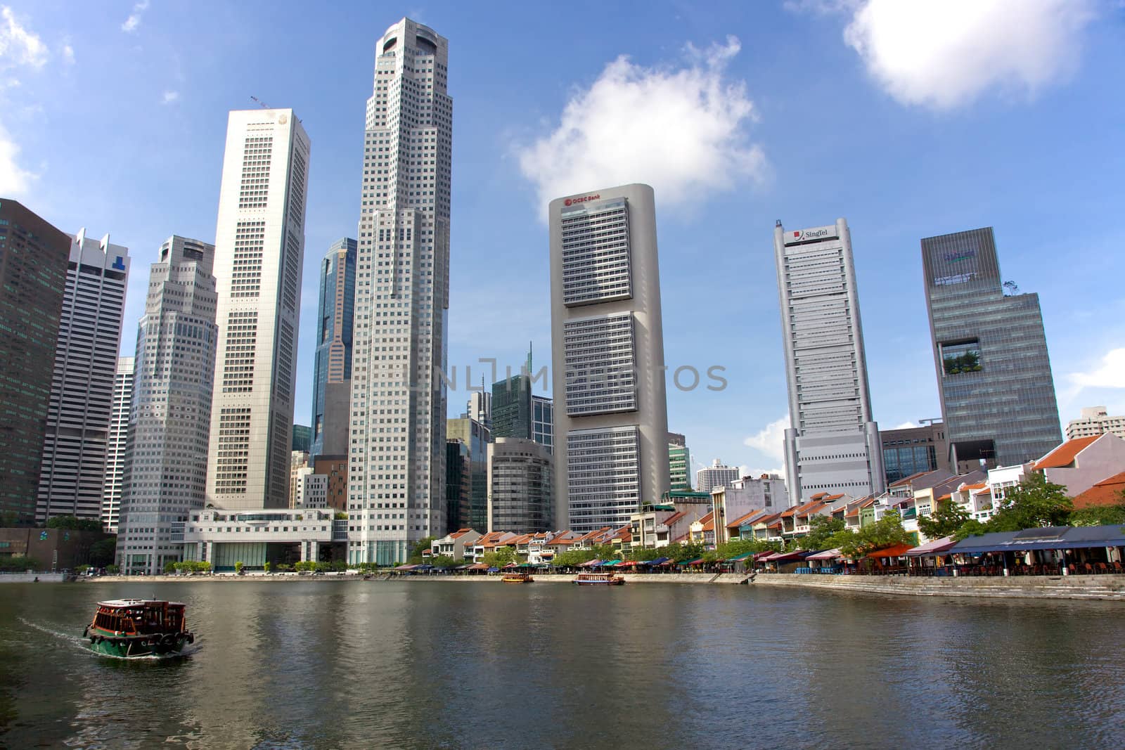 Historic Boat Quay, on the southern bank of the Singapore River.