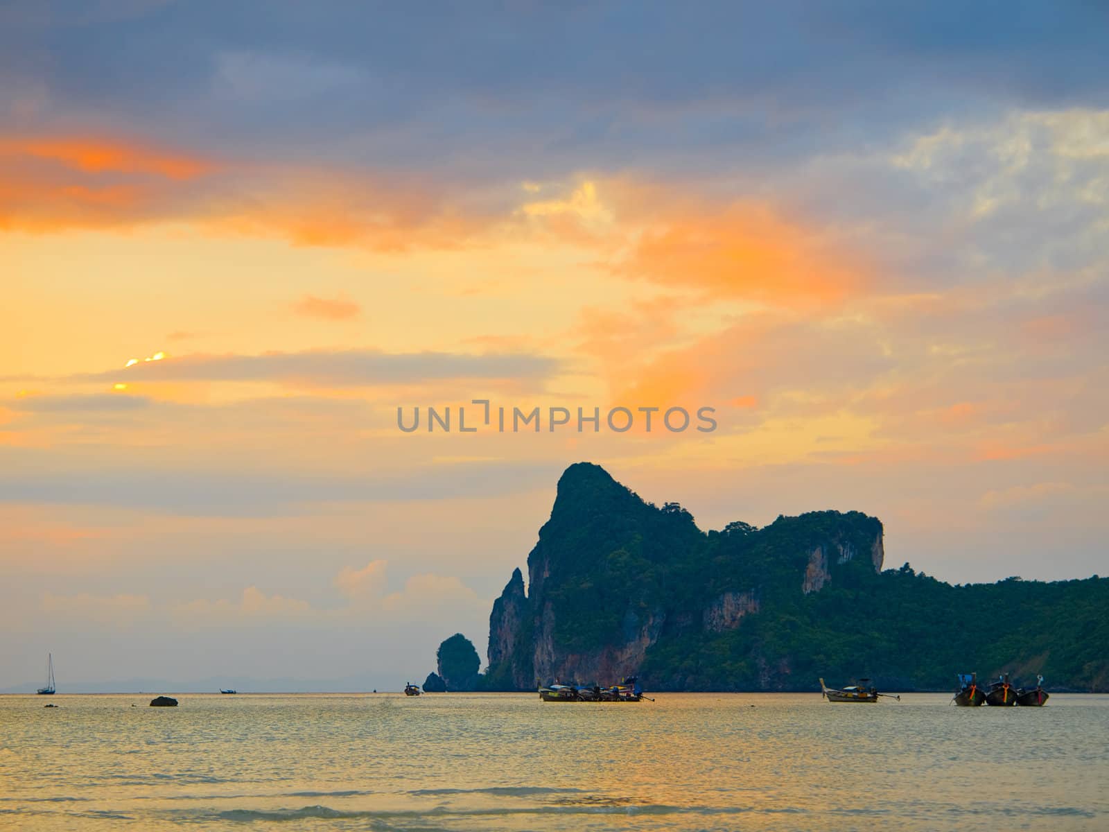 Sunset on a Koh Phi-Phi island, Thailand, Krabi province.