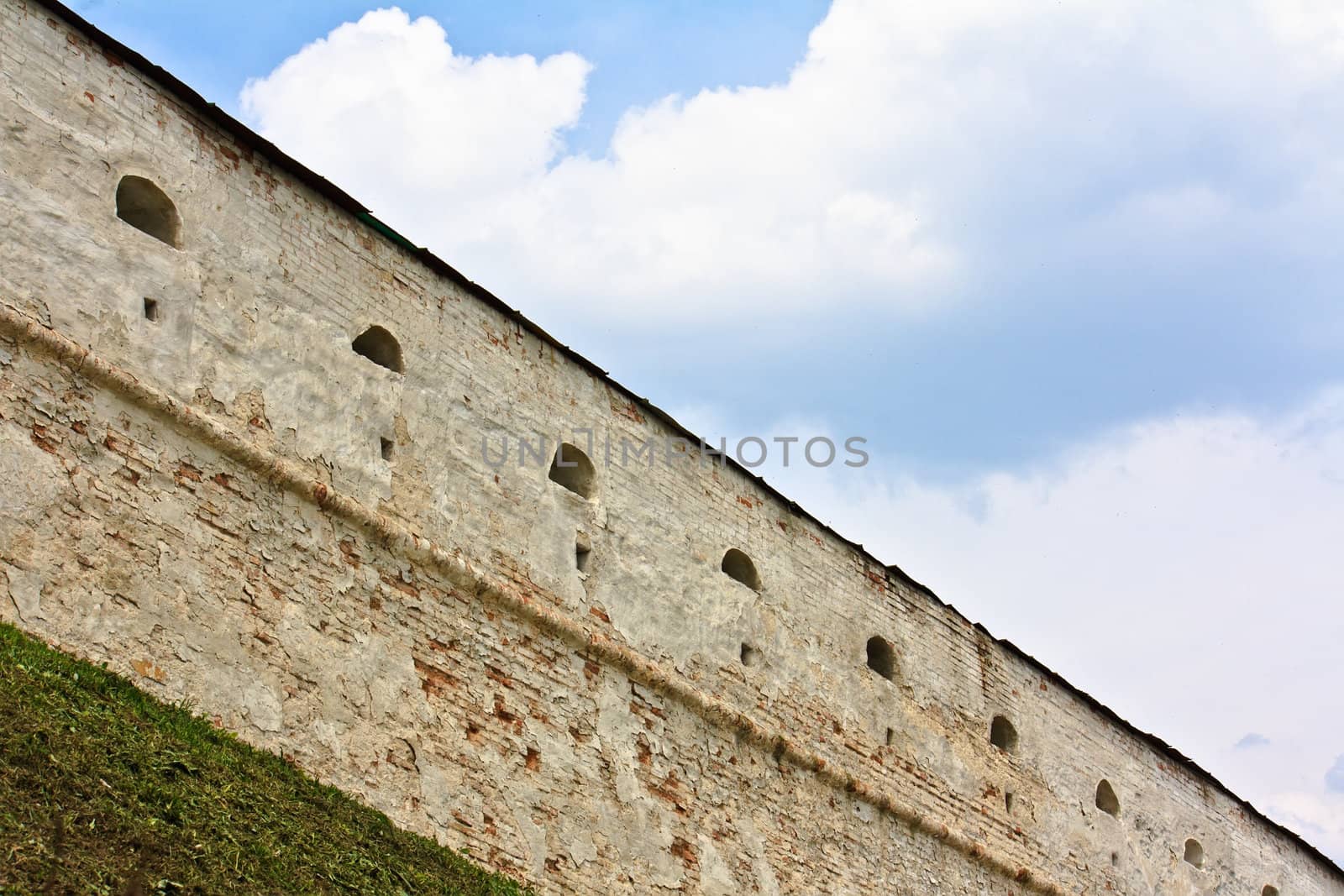 Ancient brick monastery walll (the Kiev-Pecherskaya Lavra monastery, Kiev, Ukraine)