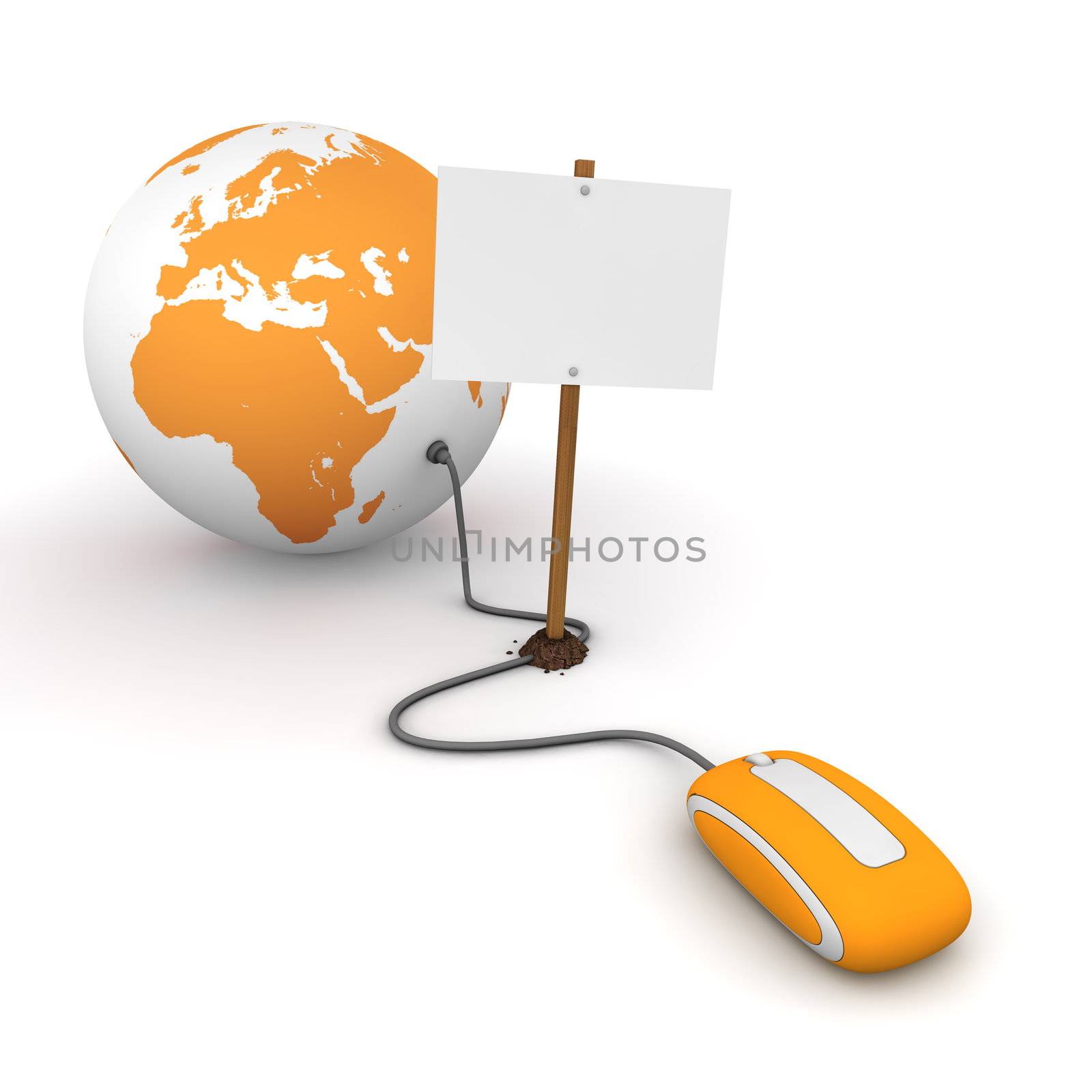 Surfing the Web in Orange - Blocked by a White Rectangular Sign by PixBox