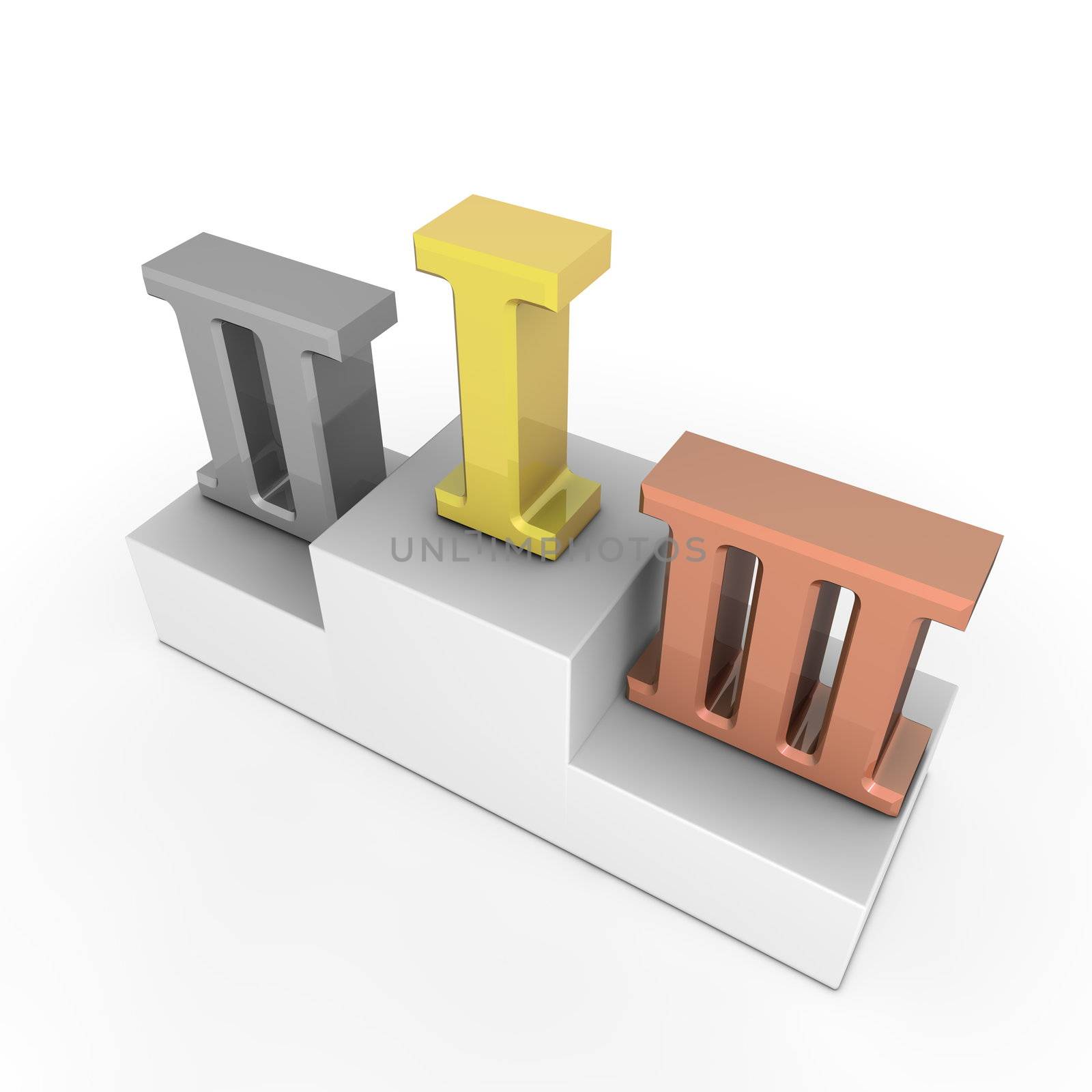 Victory Podium - Roman Numbers 1, 2, 3 - Gold, Silver, Bronze by PixBox