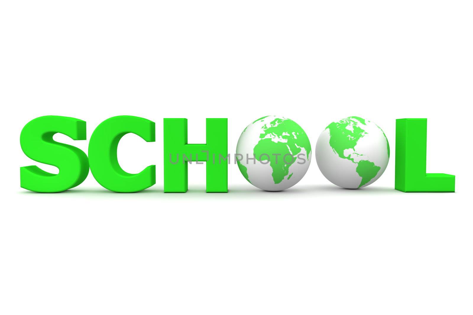 Global School in Green - Two Globes by PixBox