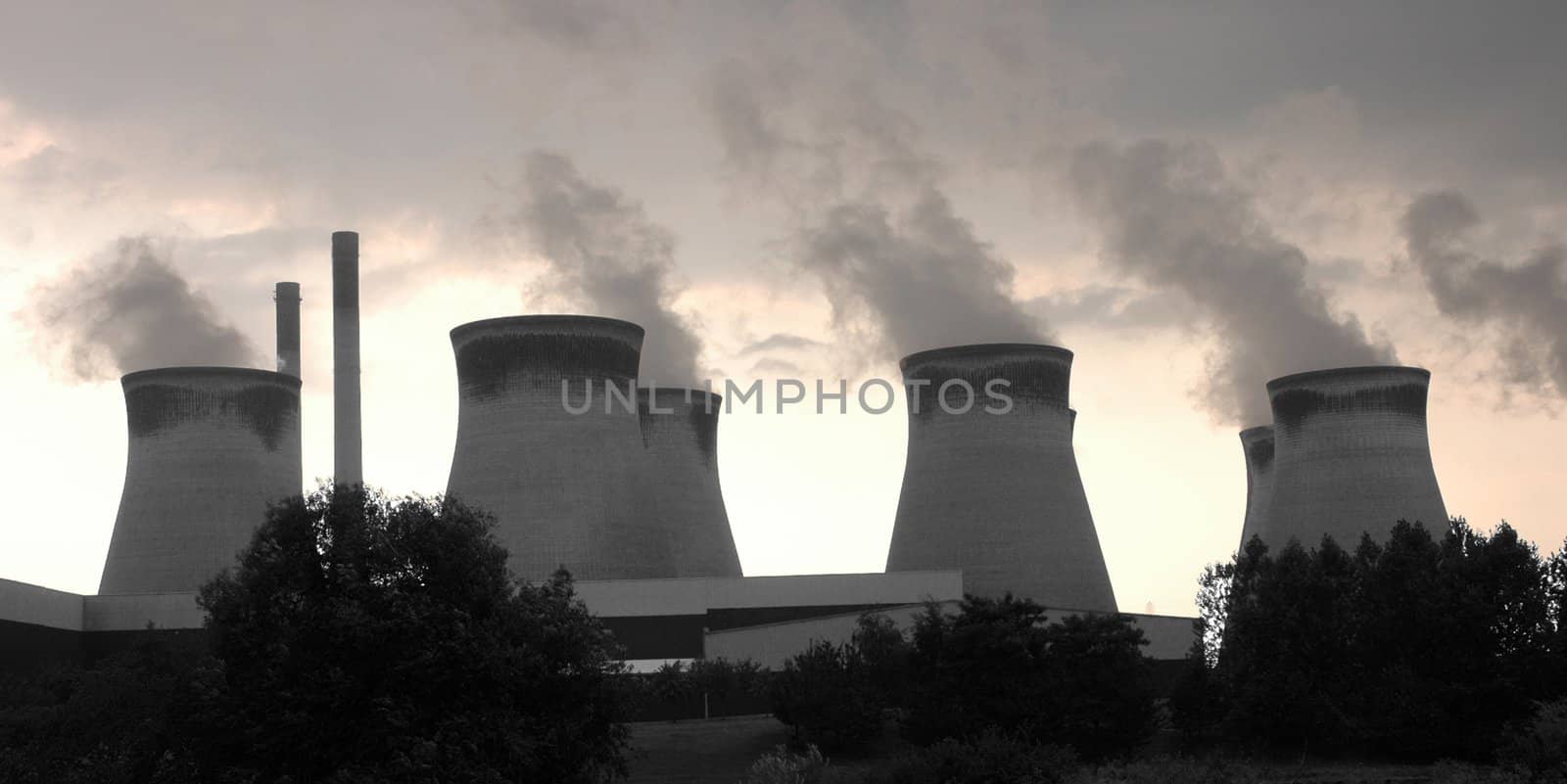 Cooling towers at a coal fired power generation station