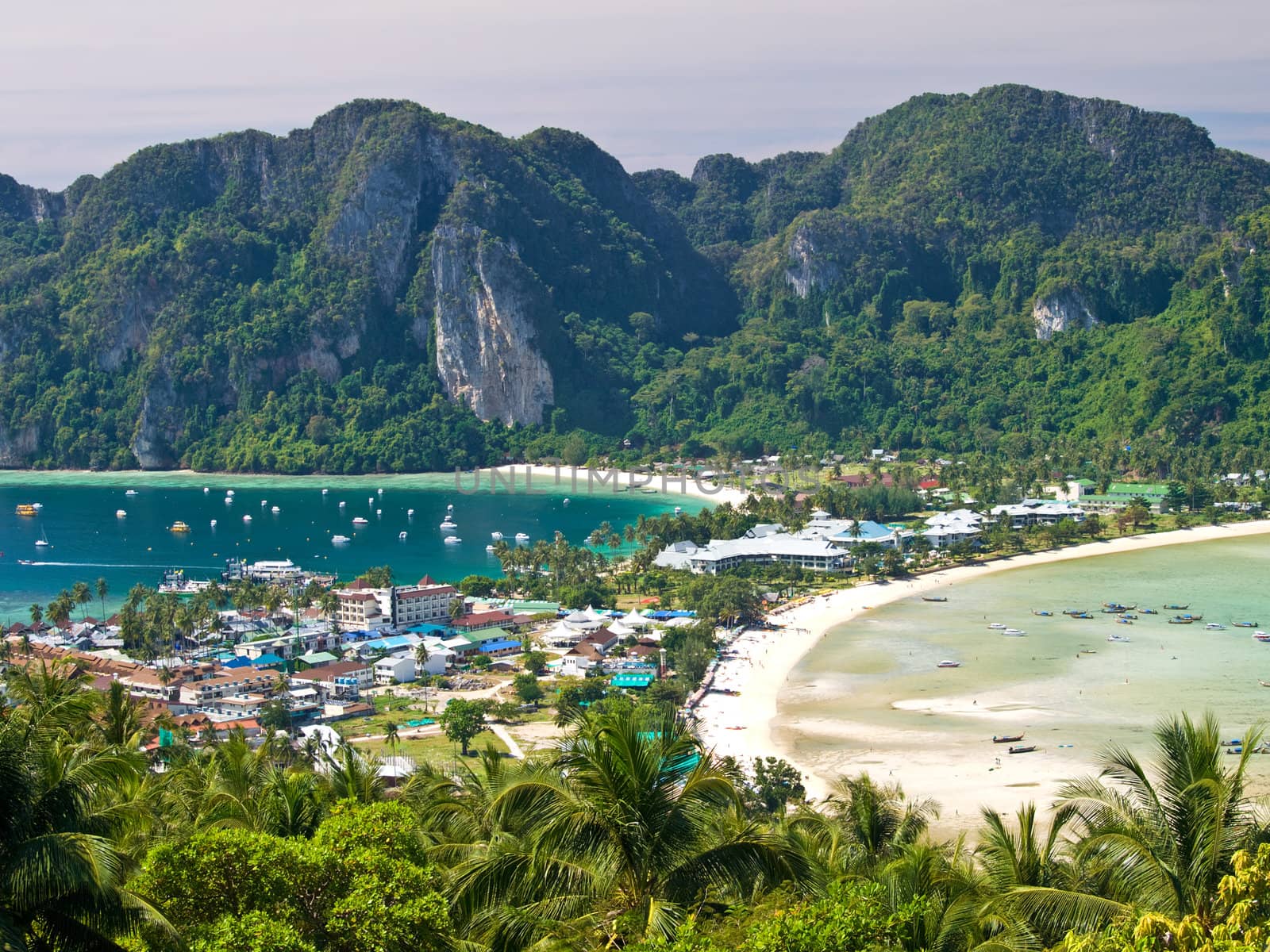 View from the highest point of Ko Phi-Phi island in Thailand