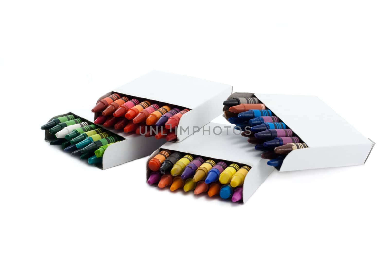 Boxes with pencil insulated on white background