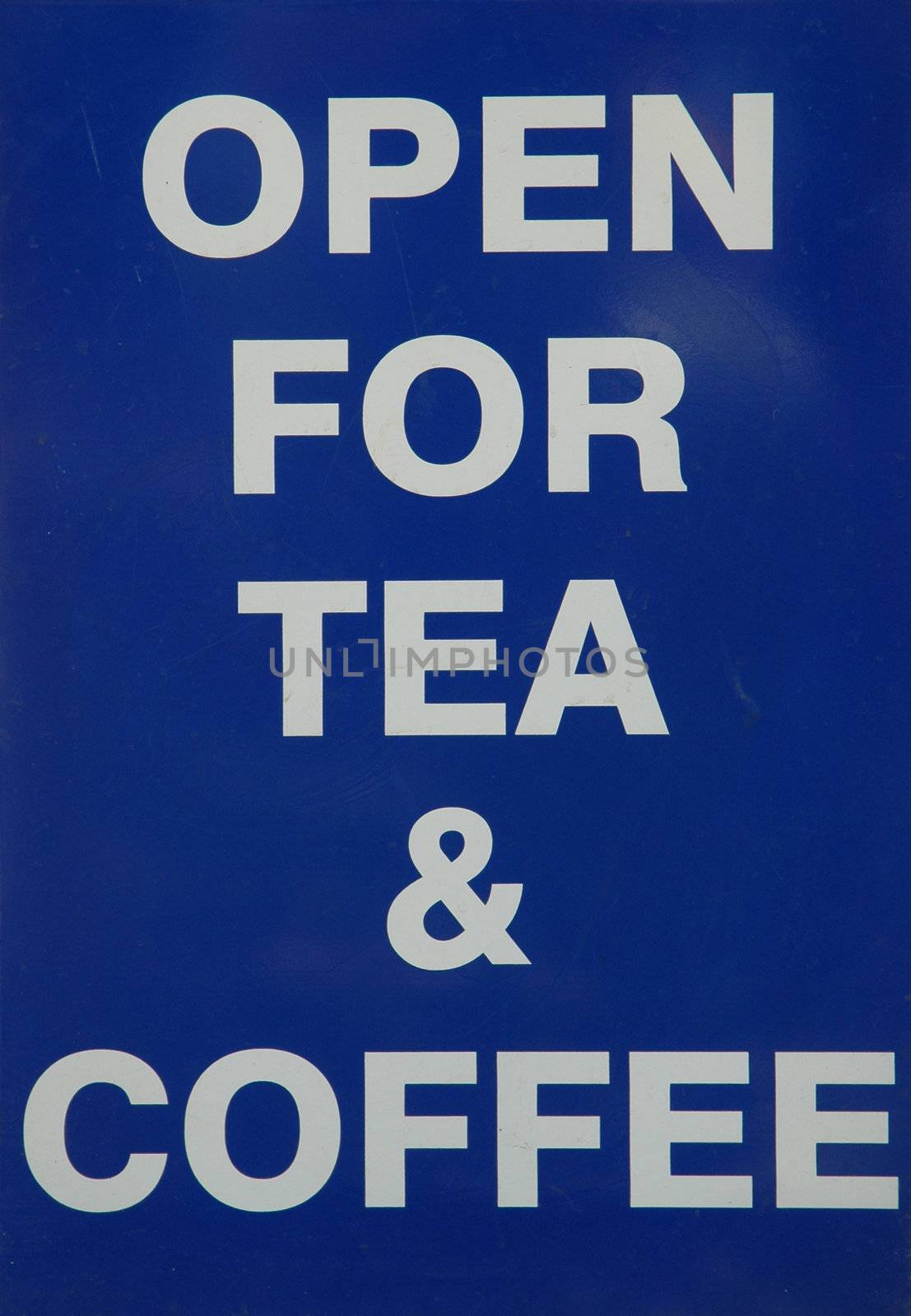 A tea and coffee sign at cafe