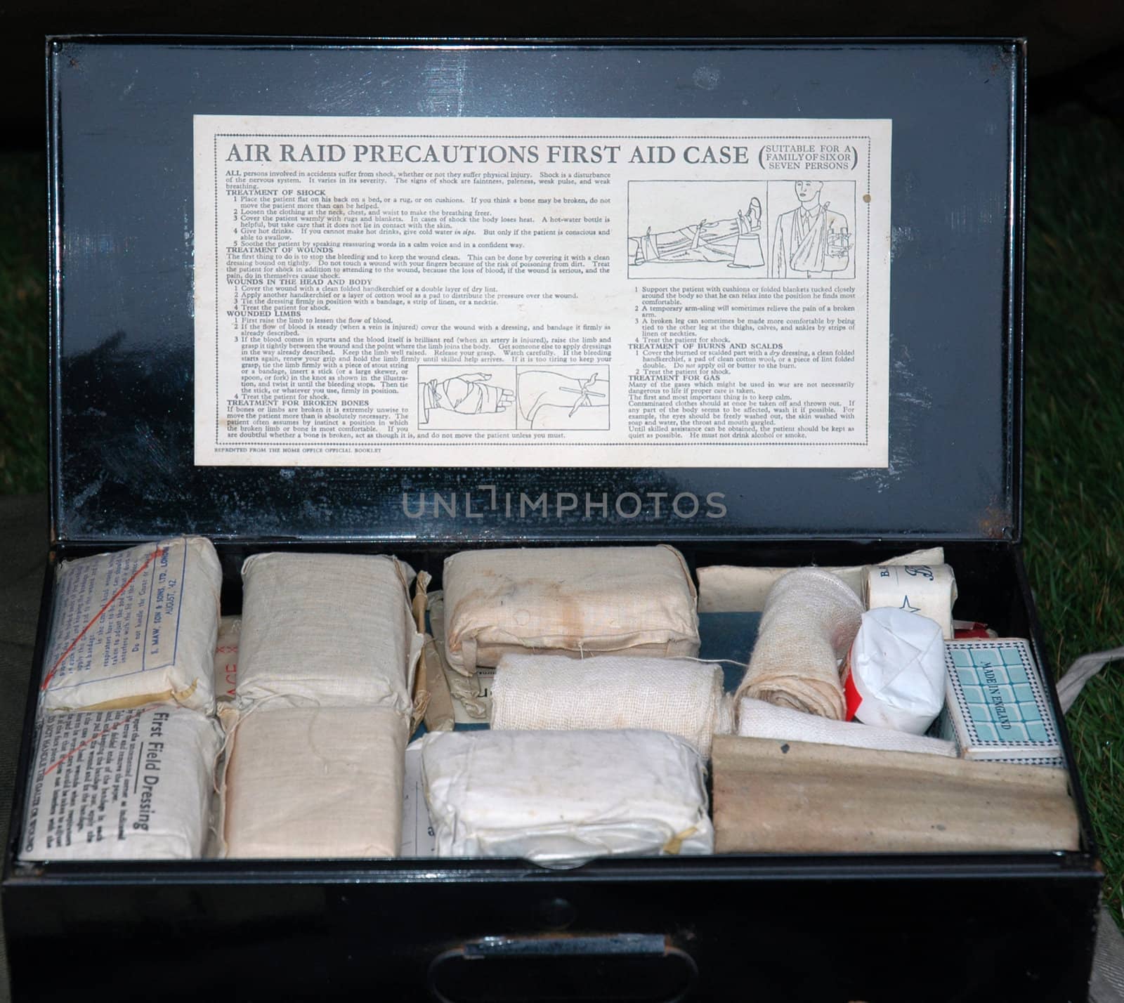 A box of first aid equipment used in the second world war