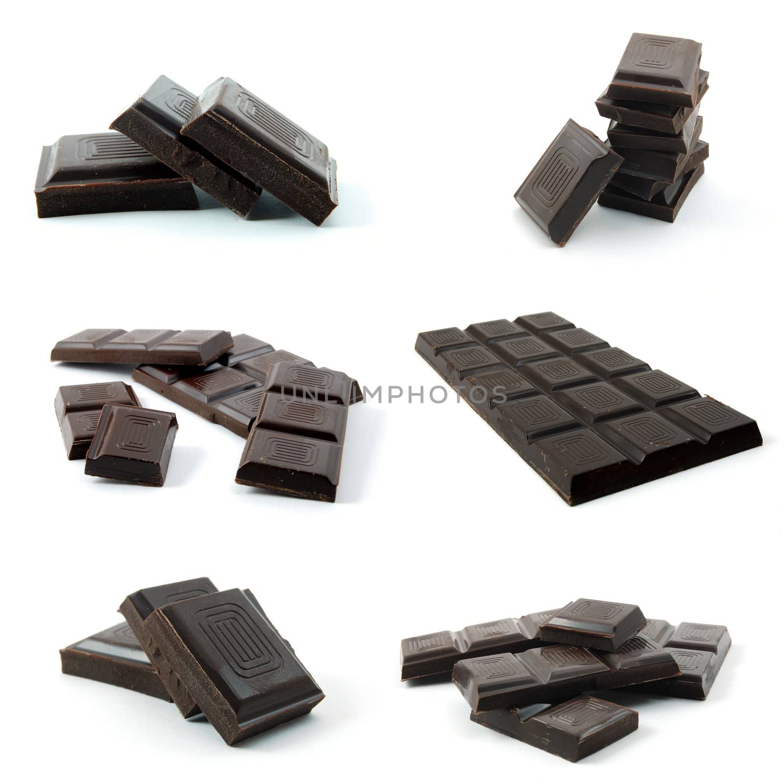 sweet chocolate collection isolated on white background