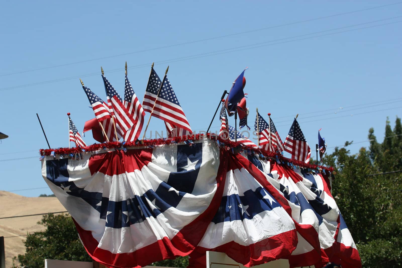 American flags close up.