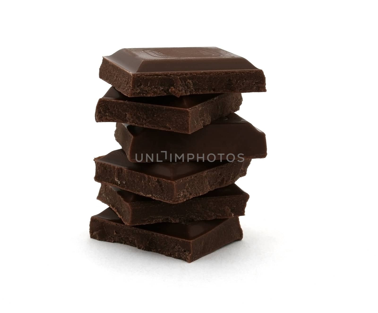 tower of chocolate isolated on white background