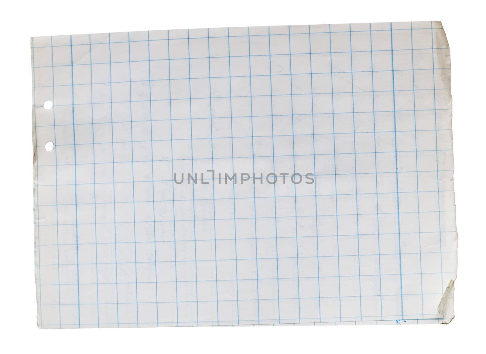 Stack of old lined papers from note book. Clipping path included to easy remove object shadow or replace background.