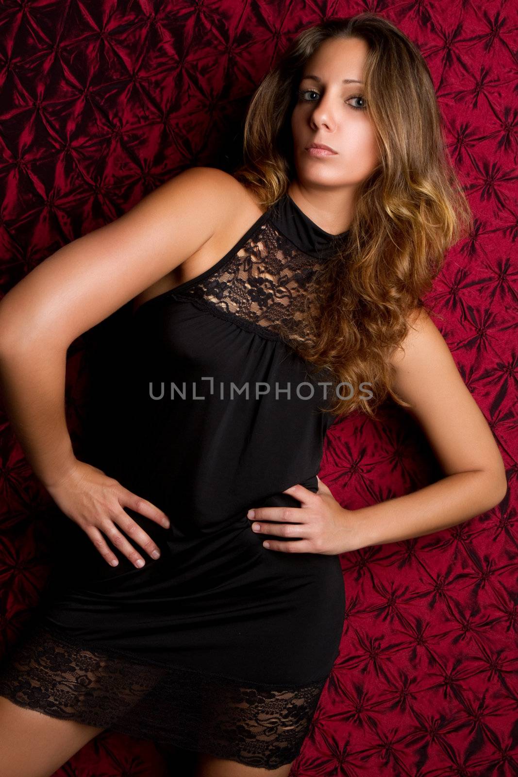 Beautiful woman wearing black dress