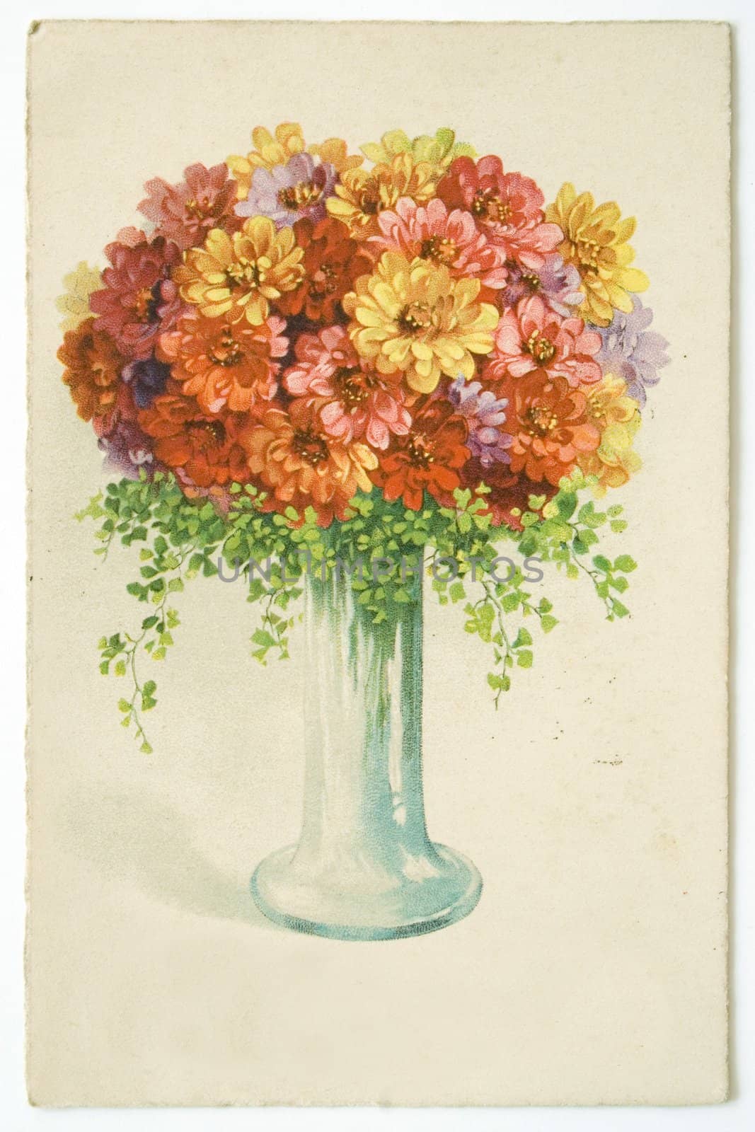 vintage postcard with a bunch of flowers