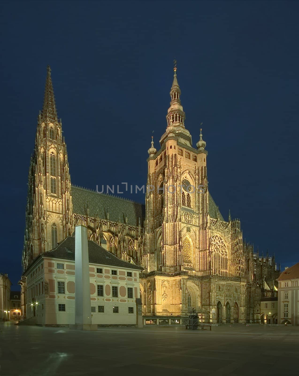 Night view to cathedral of st.Vitus - Prague