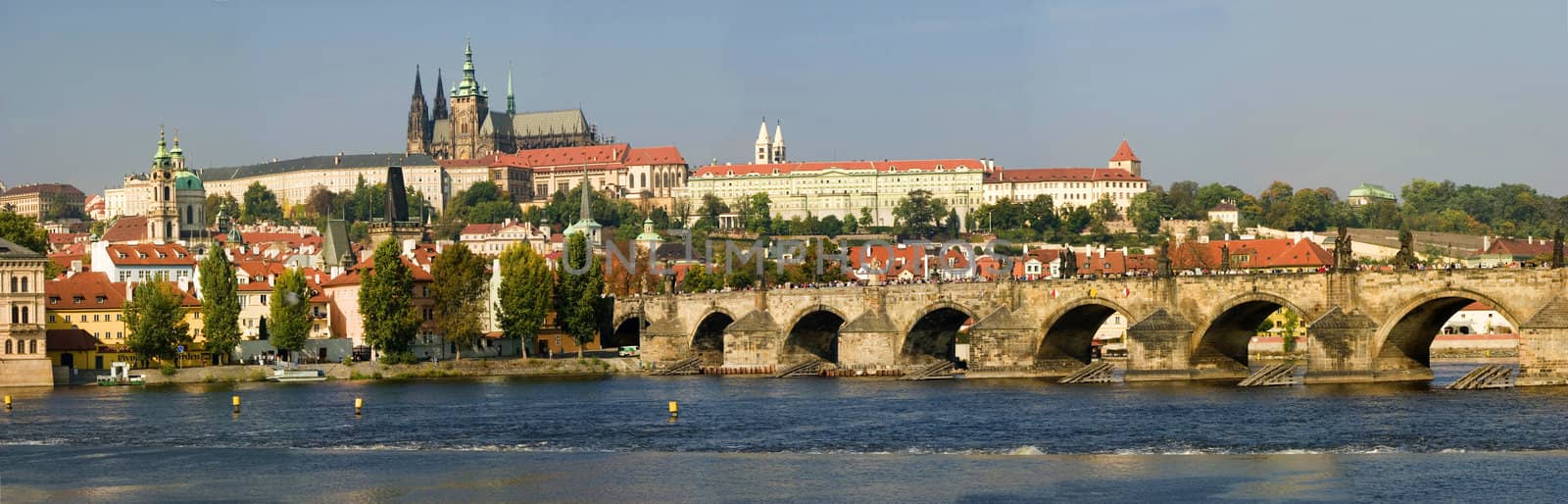 Prague - view to Charles Bridge and Prague castle