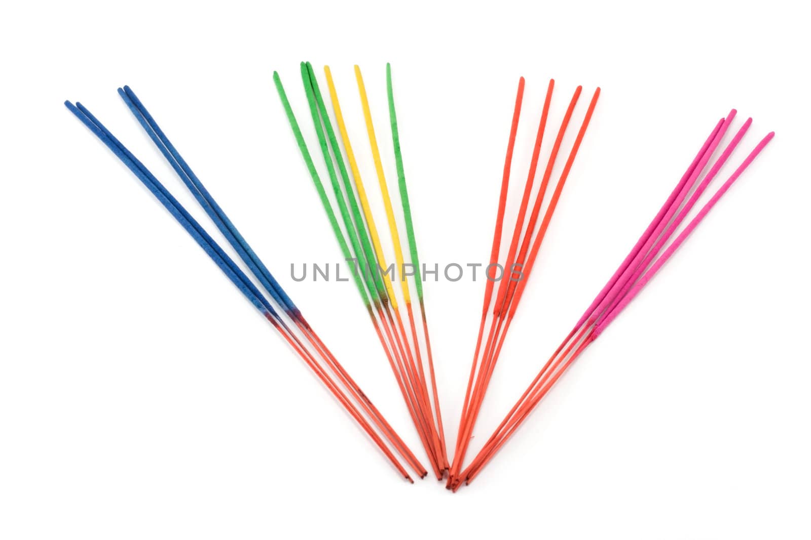 Aromatic colour sticks, disposit on white background