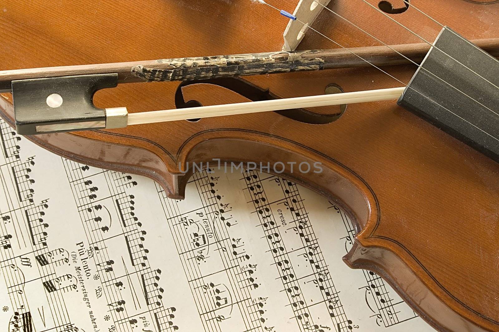 violin and part of a music sheet