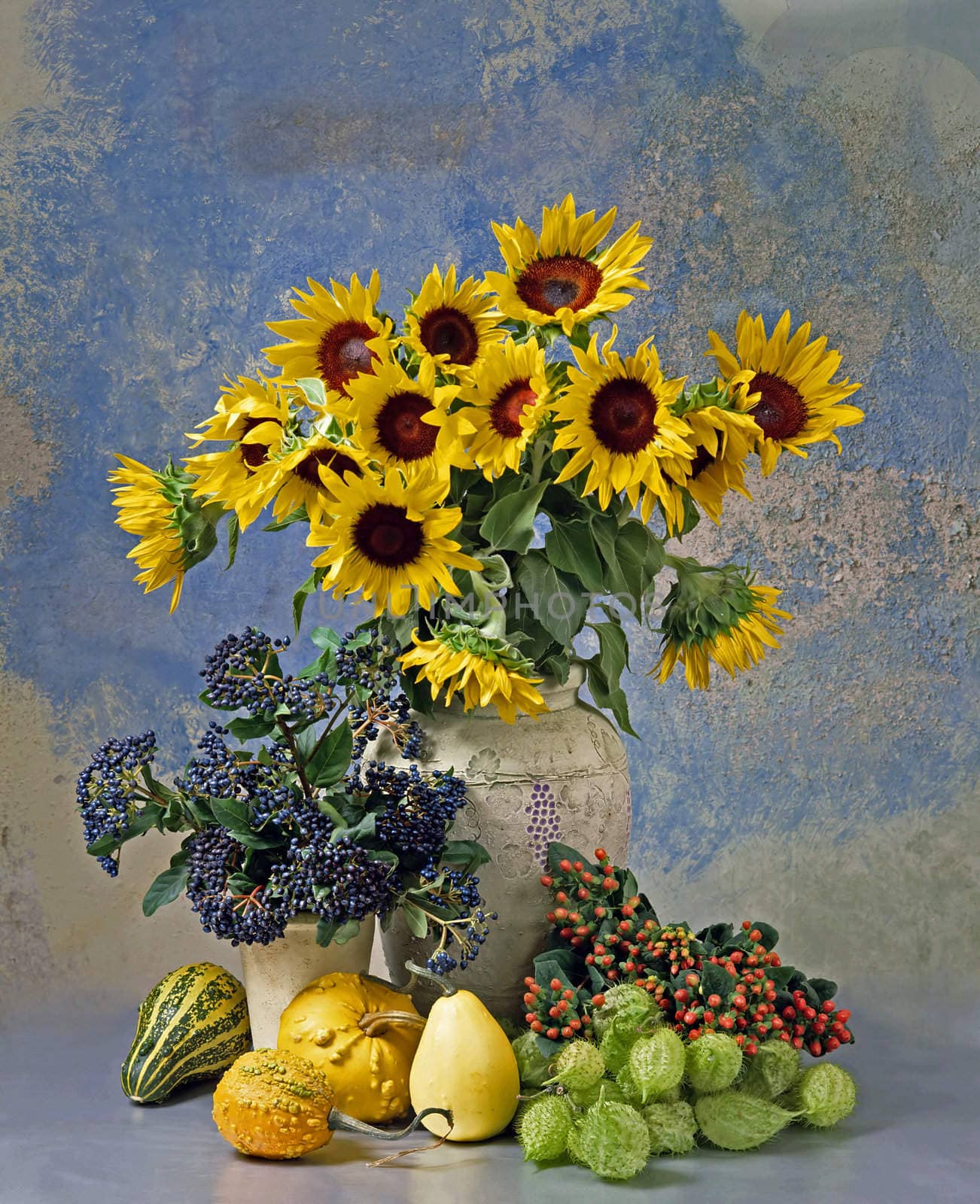 still-life with sunflowers